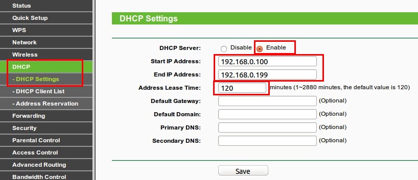 TP-Link - DHCP Server