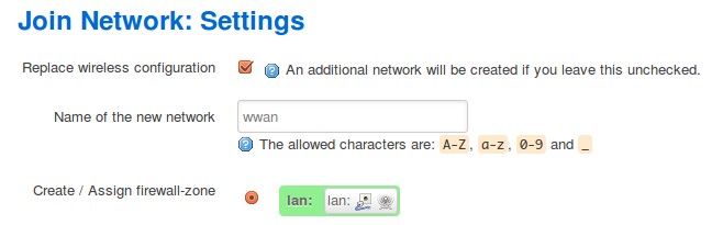 OpenWRT - Join Network Settings