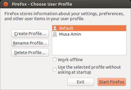 Profile Manager pada Mozilla Firefox