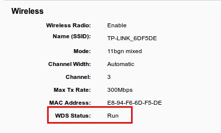 TP-Link - WDS Status