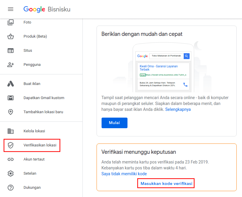 Cara Daftar dan Verifikasi Google Bisnisku