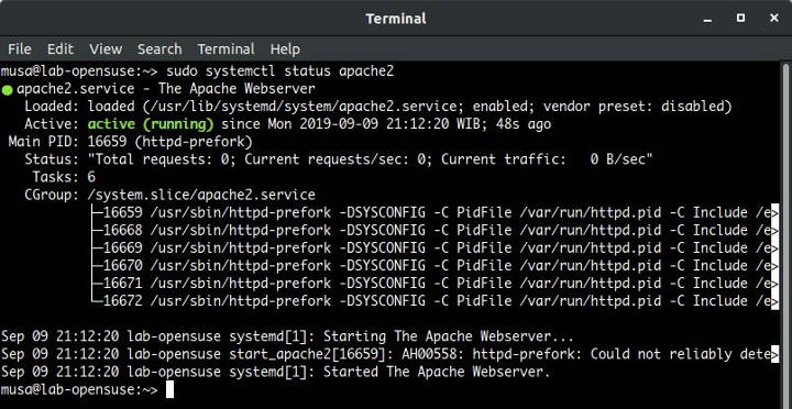 Status Apache web server