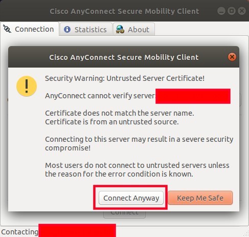 Security Warning Untrusted Server Certificate