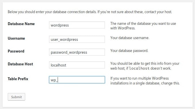 Database dan username