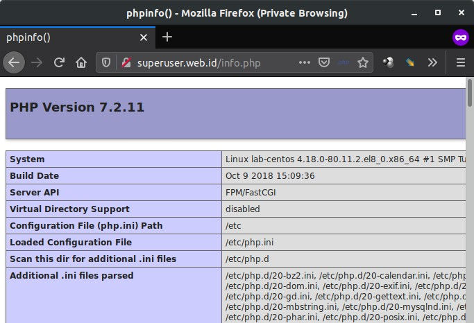 Pengujian PHP dengan Server Block Nginx