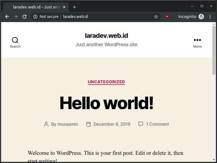Website WordPress dengan HTTP