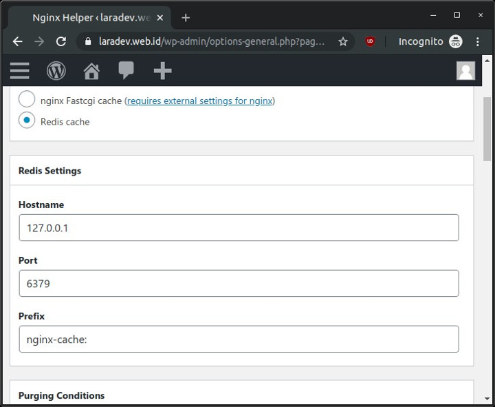 Konfigurasi Redis cache di WordPress