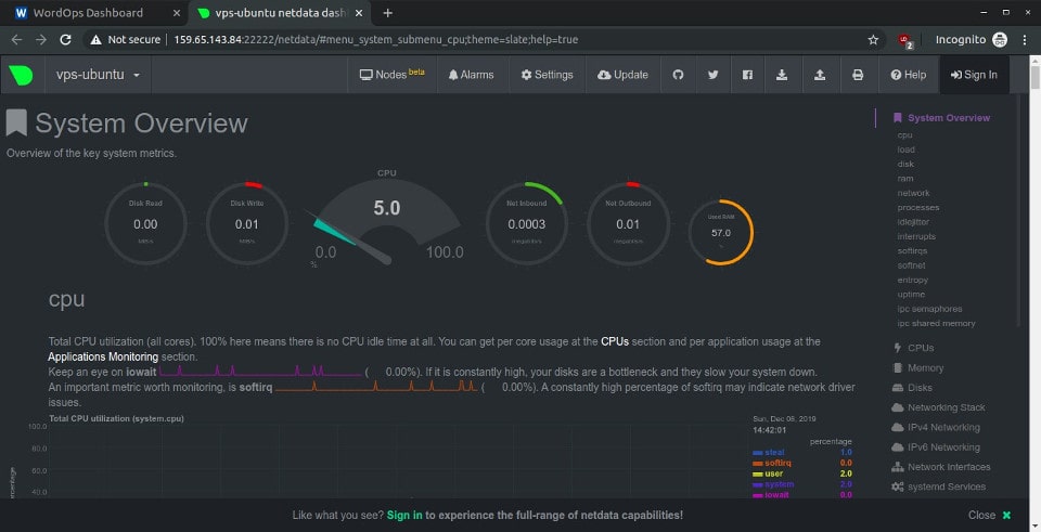 Netdata Dashboard