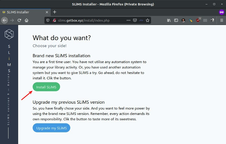 Install SLiMS 9 Bulian - What do you want?