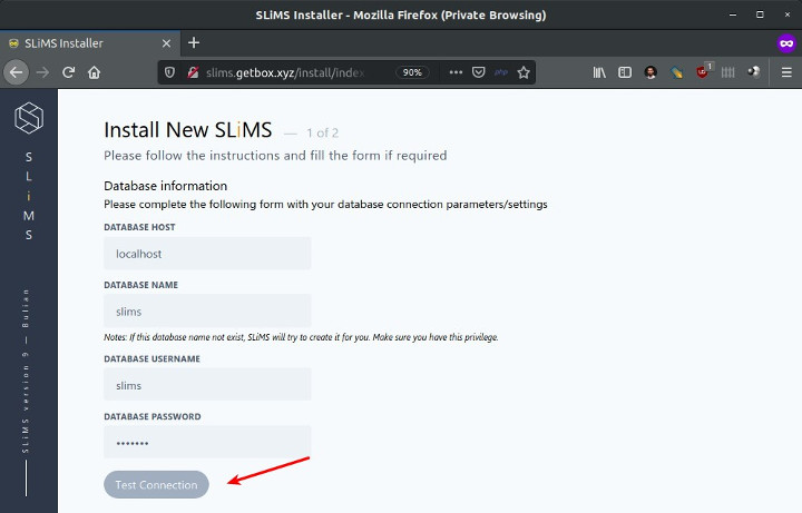 Install SLiMS 9 Bulian - Database information