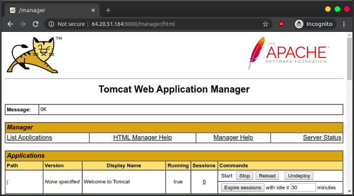 Apache Tomcat manager app