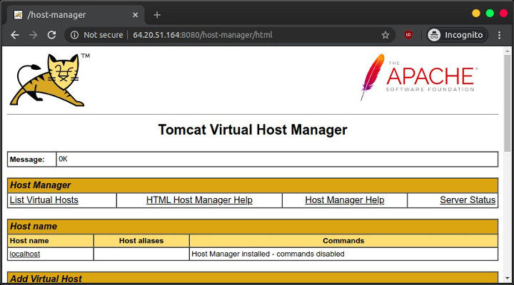 Apache Tomcat host app