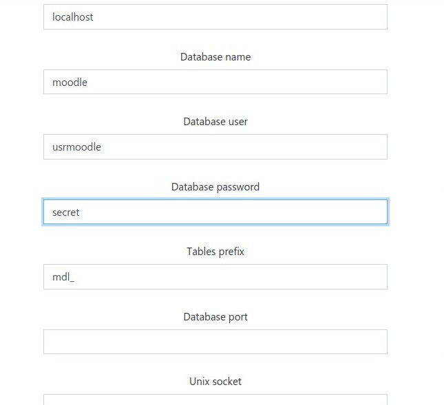 Database settings