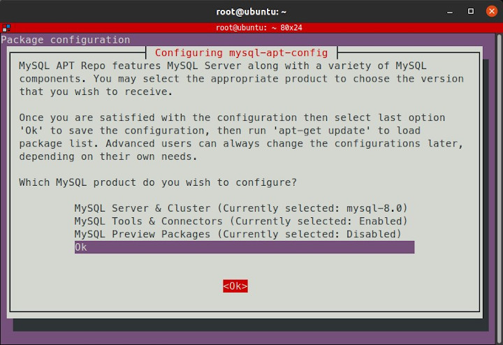 Configuring mysql-apt-config