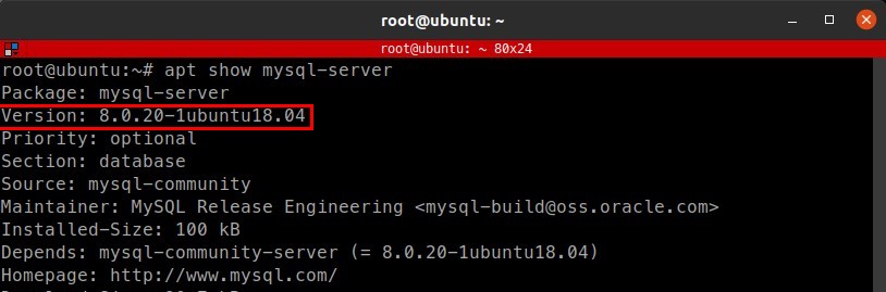 apt show mysql-server v8.0