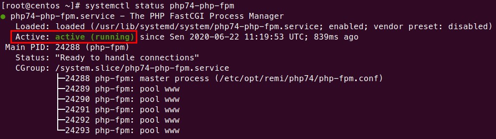 PHP-FPM service status