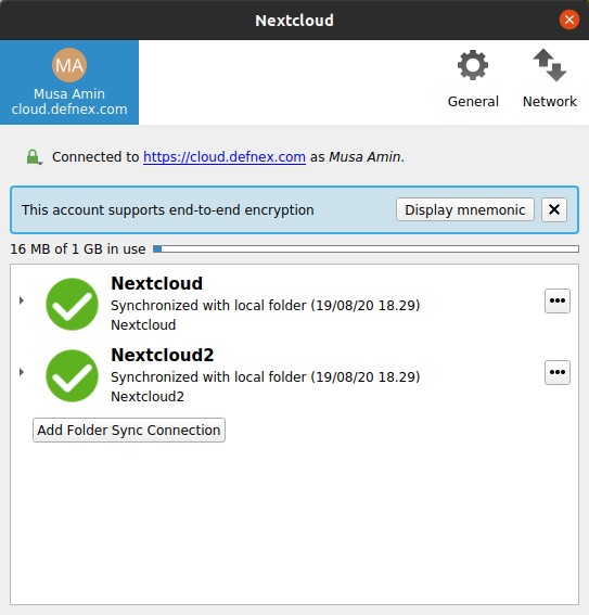 Nextcloud client - Synchronized