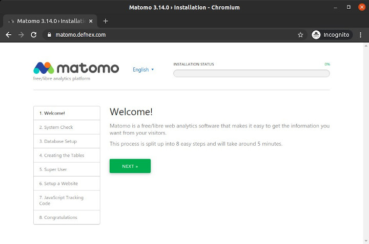 Welcome Matomo installation