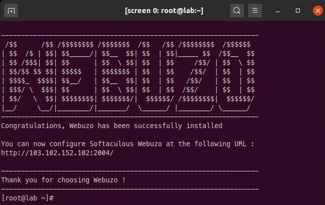 Webuzo installer
