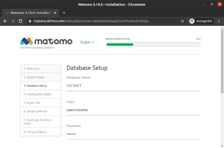 Database setup