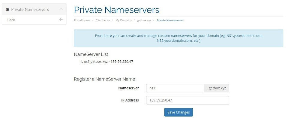 Private nameservers