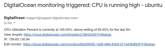 Email notification - monitoring triggered