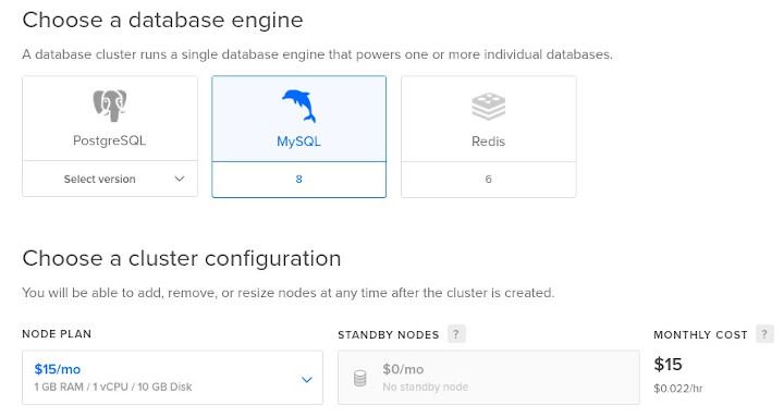 Create a database cluster