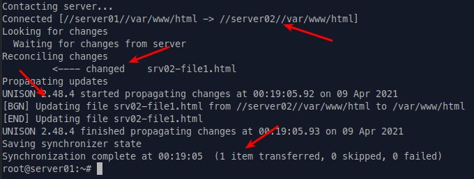 Sinkronisasi ubah file antar server dari server02 ke server01