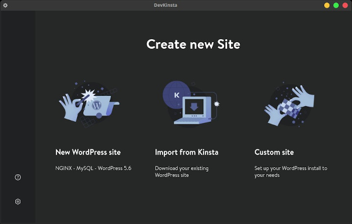 DevKinsta - Create new site