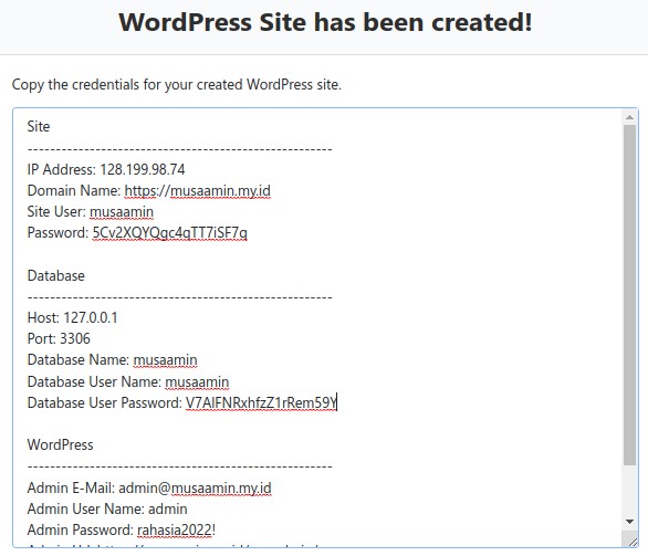 WordPress Credentials