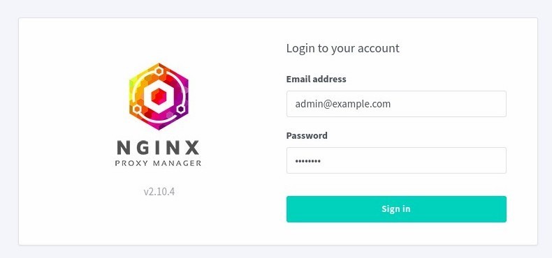 Login Nginx Proxy Manager