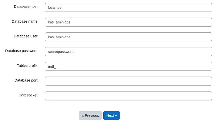 Database settings