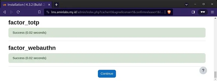 Progress of Moodle installation