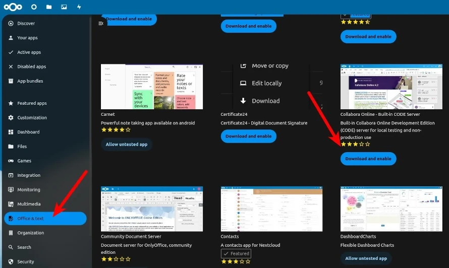Nextcloud Office & Text apps